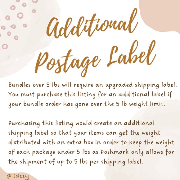 Additional Postage Label (for packages over 5 lbs) - Picture 2 of 2